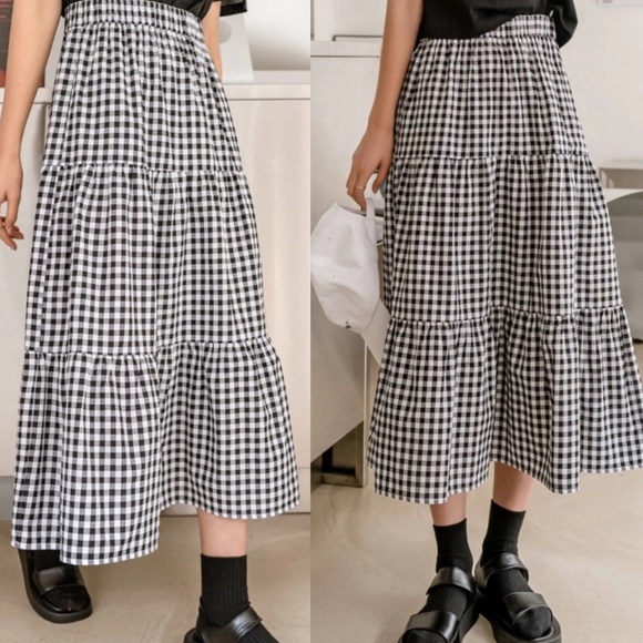 Boho gingham plaid maxi skirt - Picture 2 of 4